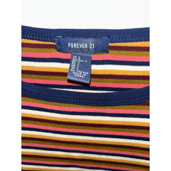 Forever 21 Striped Long Sleeved Crop Top | Large | 100% Cotton - Picture 3 of 4